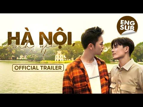 Trailer image of "HÀ NỘI, ANH YÊU"ANH" features two main characters looking at each other.
